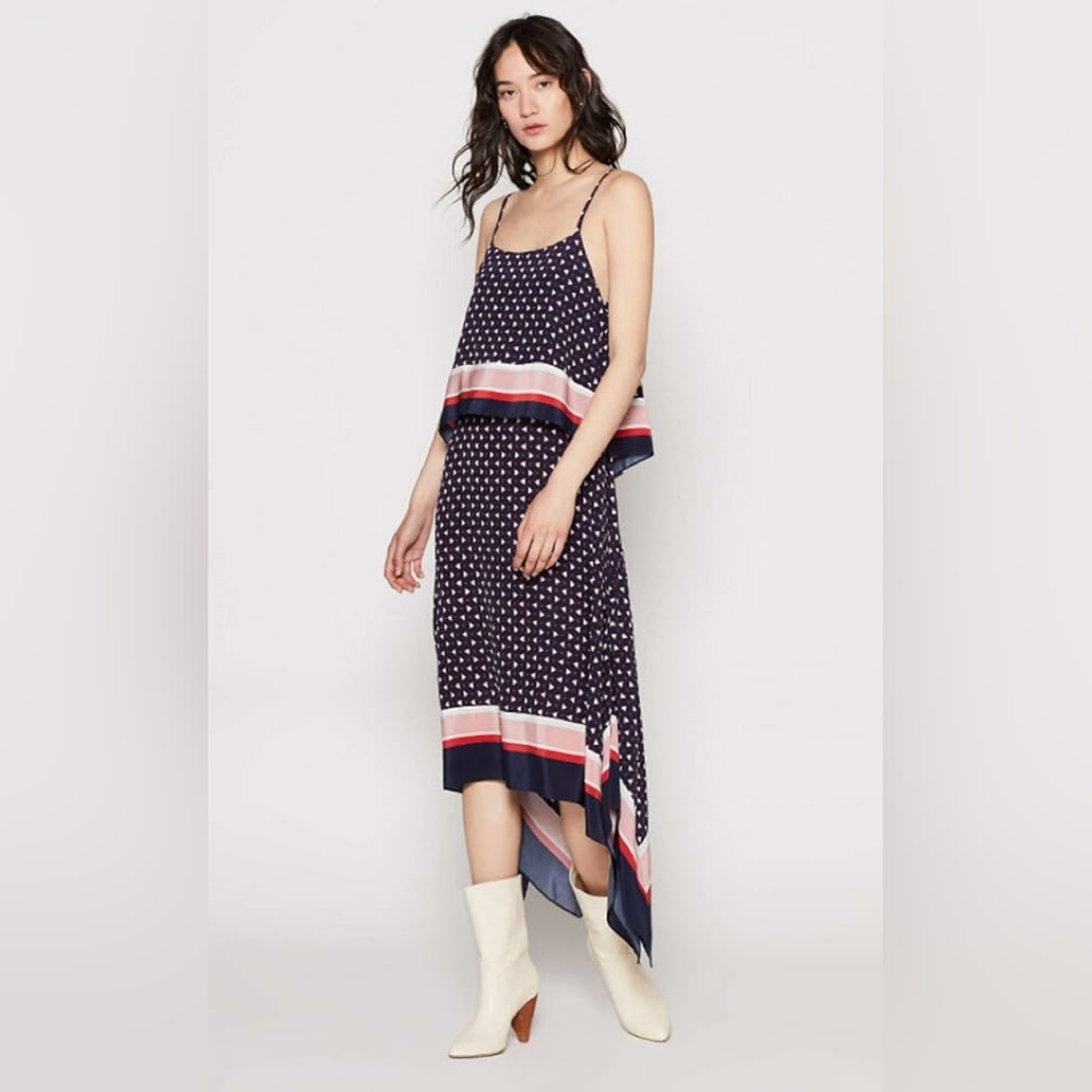 NWT Joie Seia silk handkerchief dress in Dark Navy